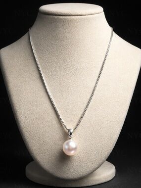 Silver Pearl Pendant Necklace - White Pearl Drop